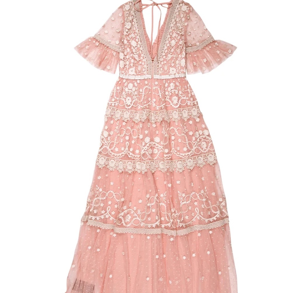 Needle & Thread Blush Pink Embroidered Maxi Dress - Picture 4 of 5